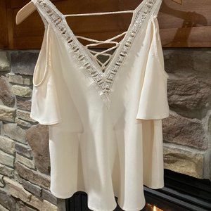 Astr Lace-up Boho Sexy Dressy Blouse Size Small